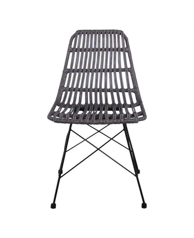 SALSA Καρέκλα Κήπου Βεράντας Μέταλλο Βαφή Μαύρο, Wicker Γκρι  48x59x80cm