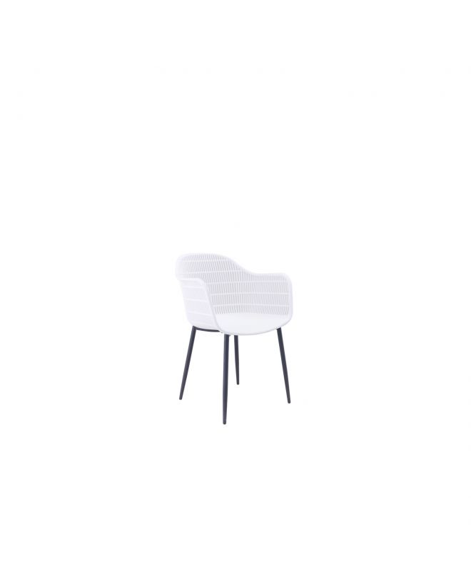 BERRY Πολυθρόνα Μέταλλο Βαφή Μαύρο, PP-UV Άσπρο  58x58x85cm