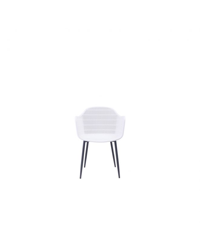 BERRY Πολυθρόνα Μέταλλο Βαφή Μαύρο, PP-UV Άσπρο  58x58x85cm