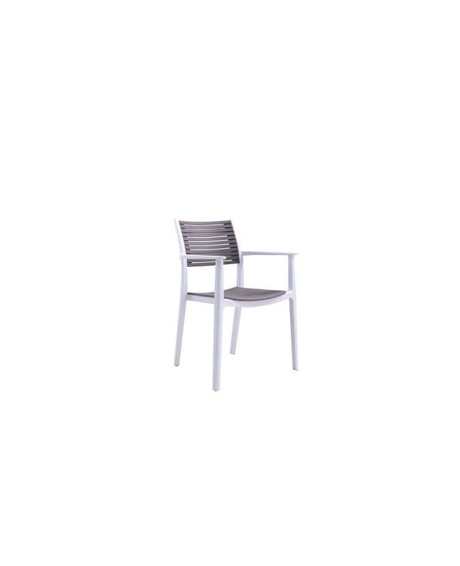AKRON Πολυθρόνα PP-UV Άσπρο - Sand Beige  60x55x85cm