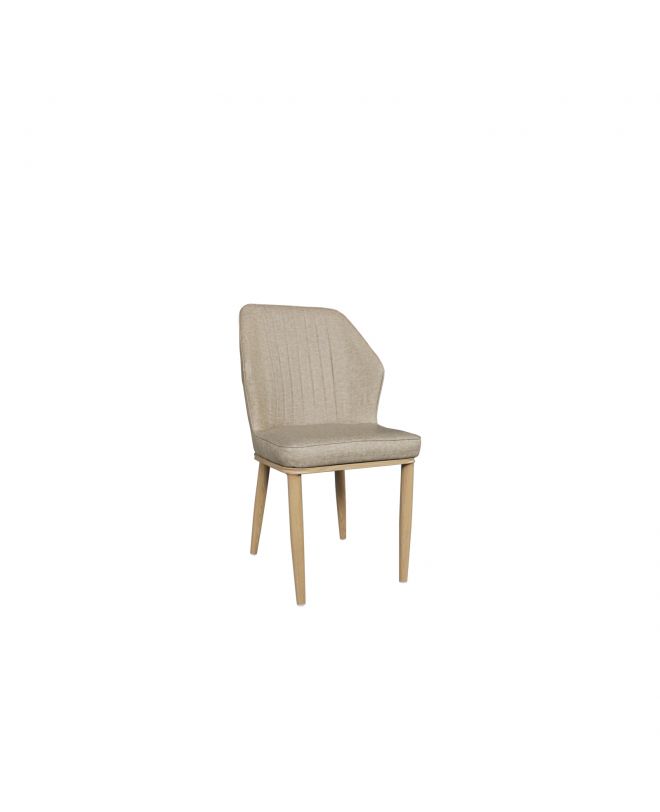 DELUX Καρέκλα Μέταλλο Βαφή Φυσικό, Linen PU Μπέζ  49x51x89cm