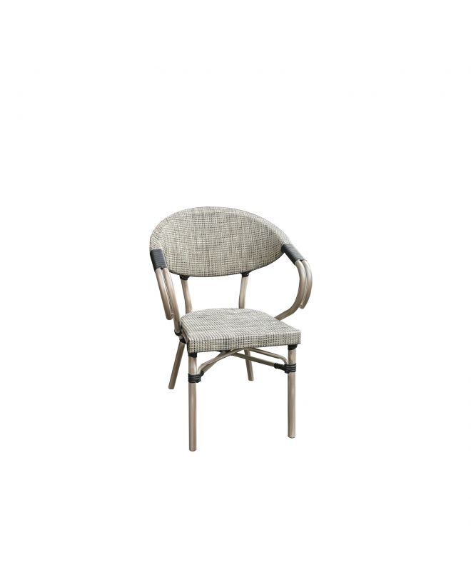 COSTA Πολυθρόνα Dining Αλουμινίου, Απόχρωση Antique Grey - Textilene Μπεζ  58x57x83cm