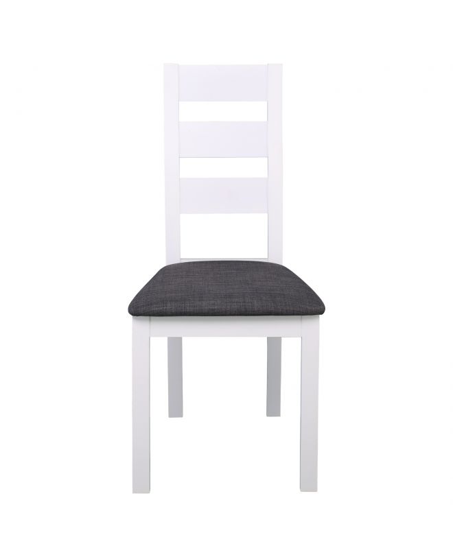 MILLER Καρέκλα Οξιά Άσπρο, Ύφασμα Γκρι  45x52x97cm