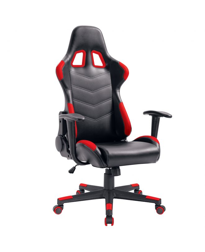 BF9150 Gaming Πολυθρόνα Γραφείου, Ανάκλιση Πλάτης έως 90°, Pu Μαύρο - Κόκκινο  67x69x124/134cm