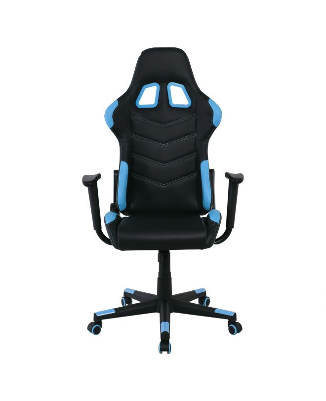BF9150 Gaming Πολυθρόνα Γραφείου, Ανάκλιση Πλάτης έως 90°, Pu Μαύρο - Μπλε  67x69x124/134cm