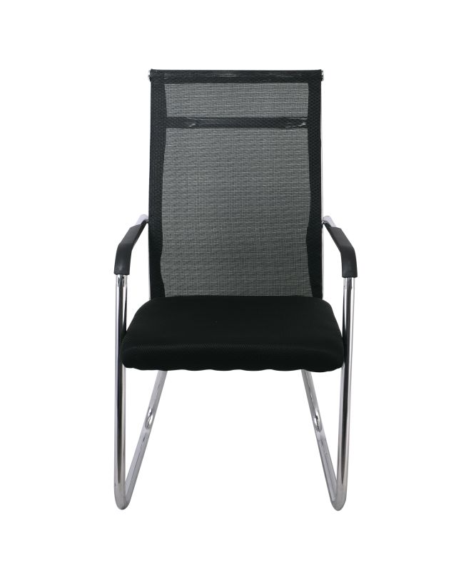 ALTA Πολυθρόνα Γραφείου Επισκέπτη Χρώμιο, Mesh Μαύρο  54x64x100cm