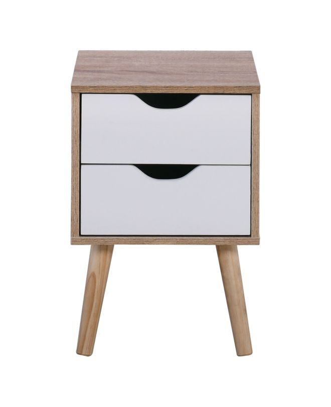 ALINA Κομοδίνο Απόχρωση Sonoma - Άσπρο - Πόδι Φυσικό  29x29x44cm