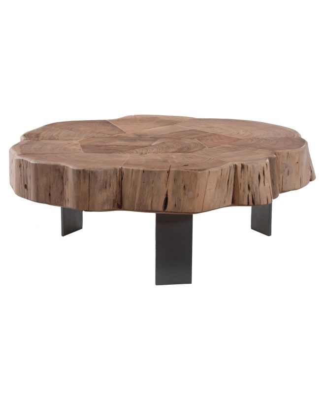 SIVA Τραπεζάκι Σαλονιού Καθιστικού, Μέταλλο Βαφή Ανθρακί, Ακακία Φυσικό  +/-70x65x33cm