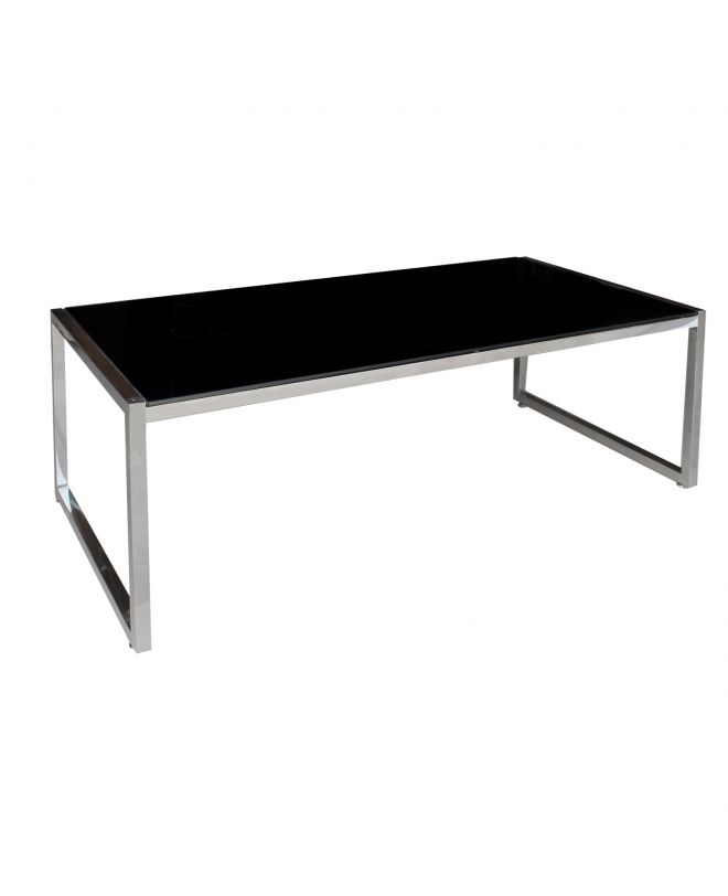 ACTION Tραπεζάκι Σαλονιού - Καθιστικού 120x60cm Inox - Μαυρό Γυαλί 8mm  120x60x45cm