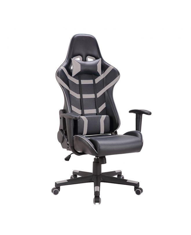 BF9050 Gaming Πολυθρόνα Γραφείου, Ανάκλιση Πλάτης έως 90°, Pu Μαύρο - Γκρι  67x69x124/134cm