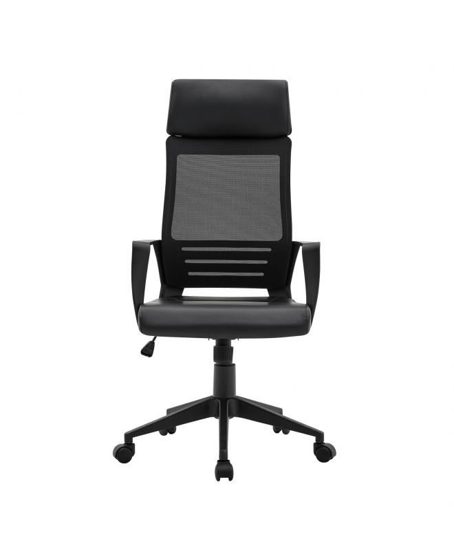 BF2500 Πολυθρόνα Γραφείου Διευθυντή Mesh Μαύρο - Pu Μαύρο  58x62x116/126cm