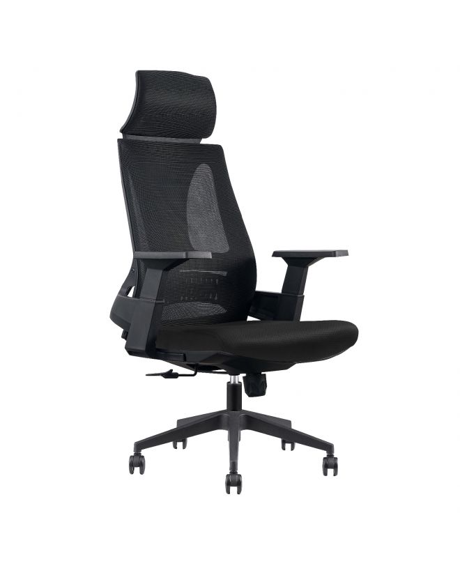 BF8750 Πολυθρόνα Γραφείου Διευθυντή, Mesh Μαύρο, Ύφασμα Μαύρο  65x64x117/127cm
