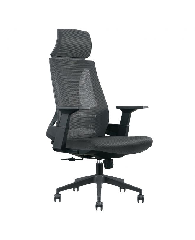 BF8750 Πολυθρόνα Γραφείου Διευθυντή, Mesh Γκρι, Ύφασμα Γκρι  65x64x117/127cm