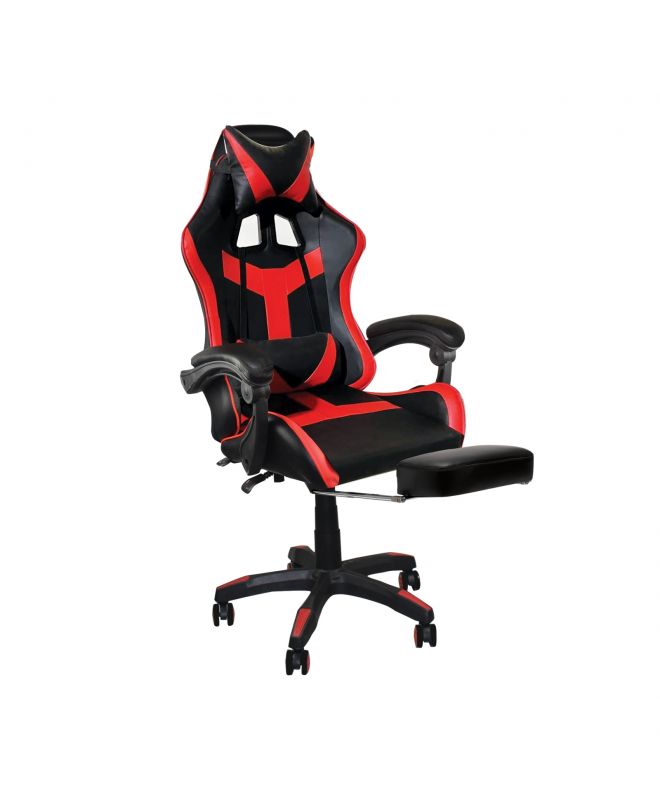 BF7860 Gaming Relax Πολυθρόνα Γραφείου με Υποπόδιο, Pu Μαύρο - Κόκκινο  63x70x117/127cm