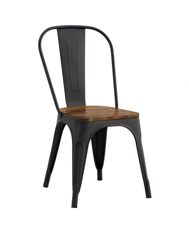 RELIX Wood Καρέκλα, Μέταλλο Βαφή Μαύρο Extra Matte, Απόχρωση Ξύλου Dark Oak  45x53x85cm