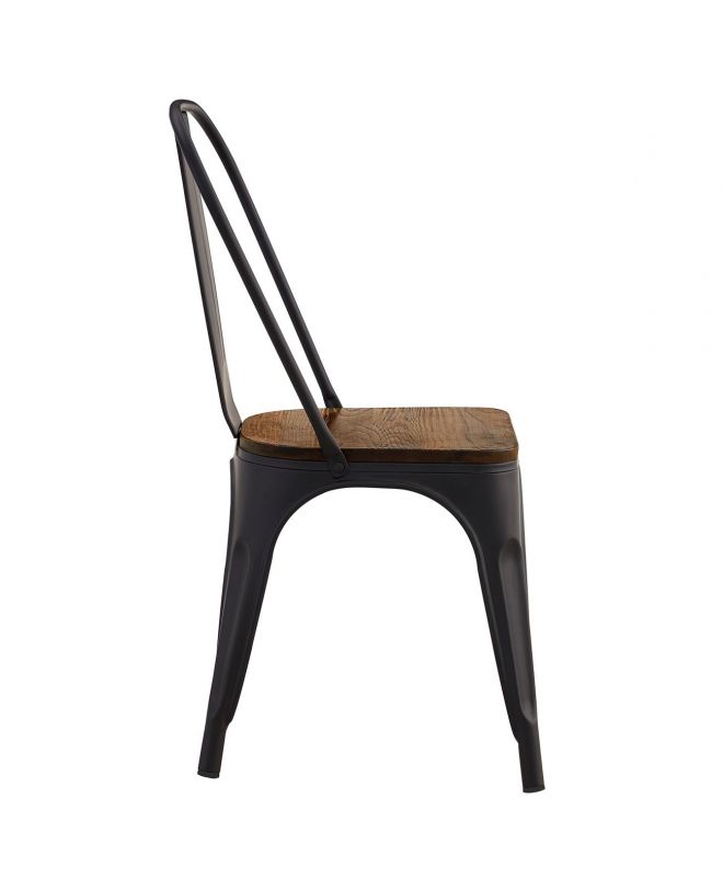 RELIX Wood Καρέκλα, Μέταλλο Βαφή Μαύρο Extra Matte, Απόχρωση Ξύλου Dark Oak  45x53x85cm