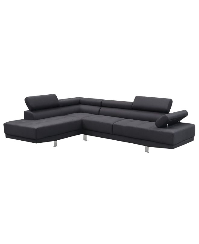 SECTOR Καναπές Σαλονιού Δεξιά Γωνία, Ανακλινόμενα Κεφαλάρια, Ύφασμα Μαύρο  265x191x82cm H.82cm
