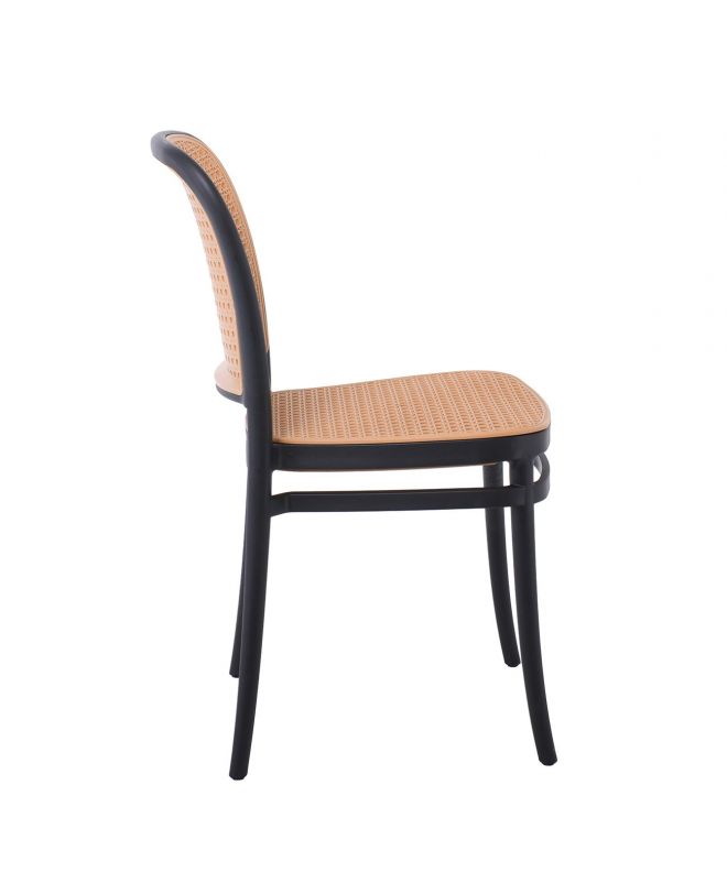 FLORENCE Καρέκλα PP Μαύρο, PP Rattan Μπεζ, Στοιβαζόμενη  41x41x83cm