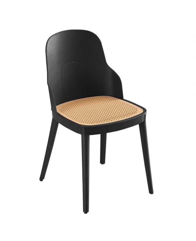 MELINA Καρέκλα PP Μαύρο, PP Rattan Μπεζ  45x50x79cm