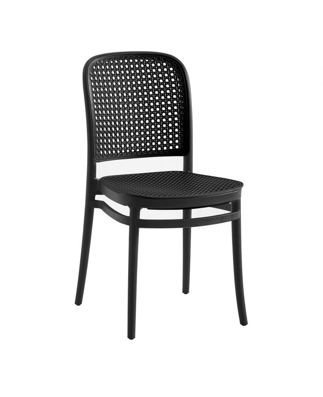 FLORENCE Καρέκλα PP Μαύρο, PP Rattan Μαύρο, Στοιβαζόμενη  41x41x83cm