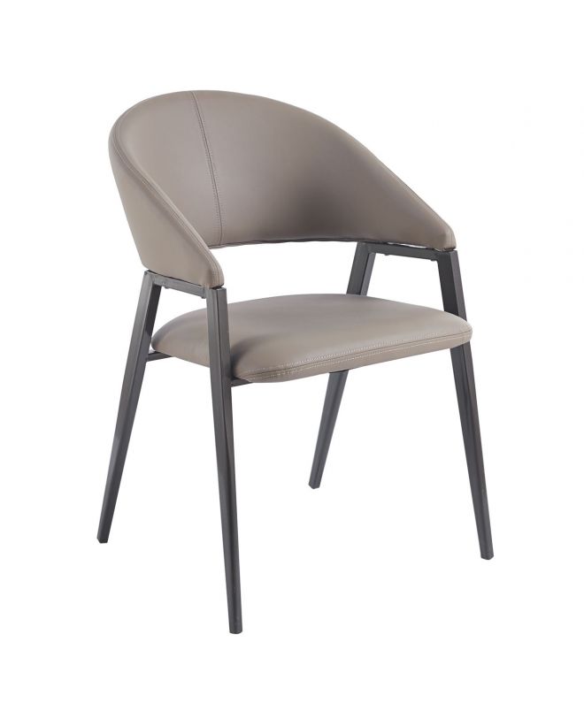 DELI Πολυθρόνα Μέταλλο Βαφή Μαύρο, Pu Cappuccino  52x62x83cm