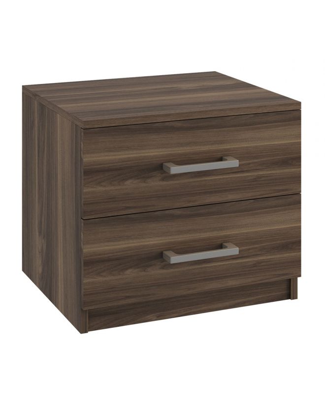 DEVON Κομοδίνο με 2 Συρτάρια, Απόχρωση Καρυδί  48x40x41cm