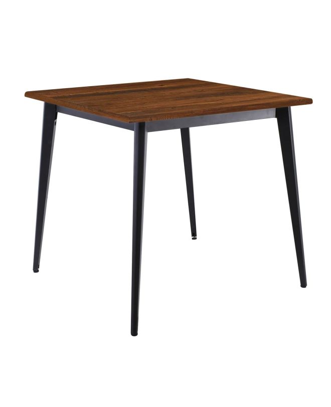 VIDAL Τραπέζι Μέταλλο Βαφή Μαύρο, Επιφάνεια 80x80cm/16mm Contract Sliq Walnut