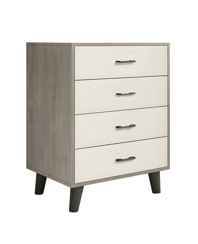 VANITY Συρταριέρα, με 4 Συρτάρια, Απόχρωση Sonoma Oak-Cream