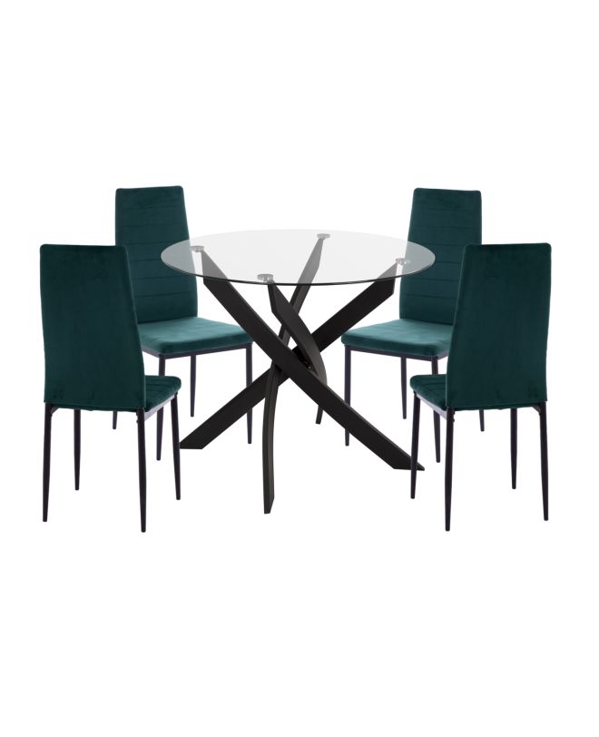 ΣΕΤ ΤΡΑΠΕΖΑΡΙΑΣ 5ΤΜΧ LADY HM21199.03 ΓΥΑΛΙ--ΜΕΤΑΛΛΟ ΣΕ ΜΑΥΡΟ & ΒΕΛΟΥΔΟ ΚΥΠΑΡΙΣΣΙ