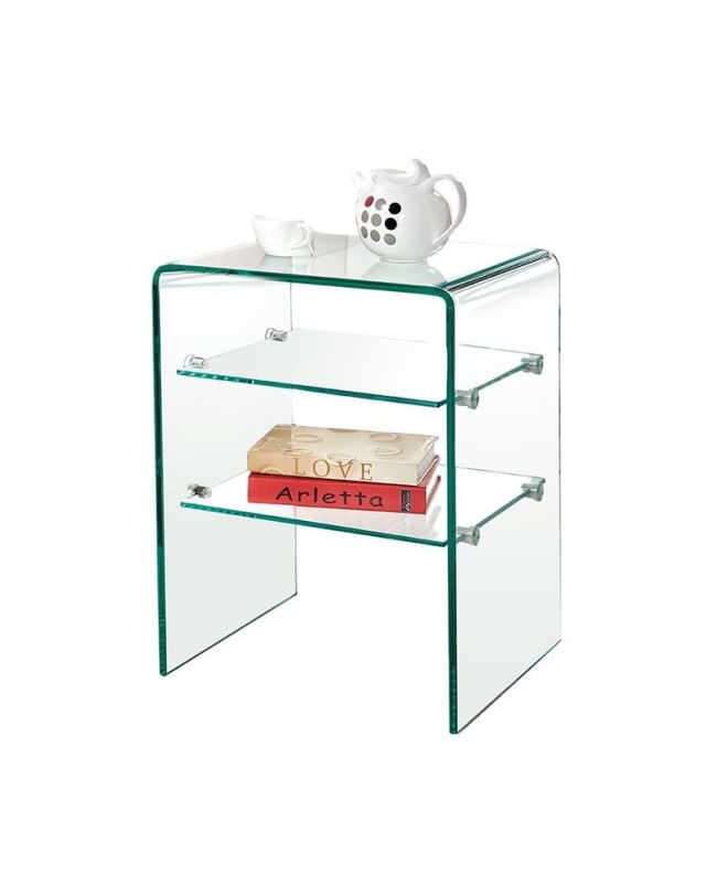 GLASSER Κομοδίνο Clear  2 Ράφια - Γυαλί 10mm / 6mm