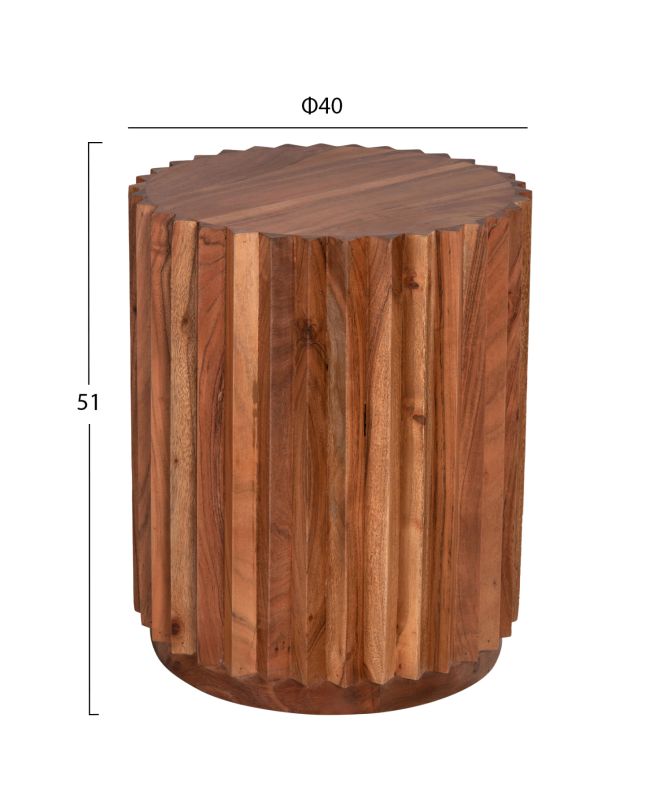 ΒΟΗΘΗΤΙΚΟ ΤΡΑΠΕΖΙ ΣΤΡΟΓΓΥΛΟ SEDGE HM9696 ΜΑΣΙΦ ΑΚΑΚΙΑ-ΦΥΣΙΚΟ ΧΡΩΜΑ Φ40x50Υεκ.