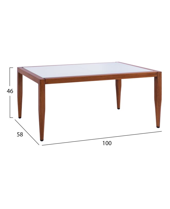 ΤΡΑΠΕΖΙ MEIR ΣΑΛΟΝΙΟΥ ΑΛΟΥΜΙΝΙΟΥ BAMBOO LOOK ΜΕ ΓΥΑΛΙ 100Χ58Χ46 HM5551.01