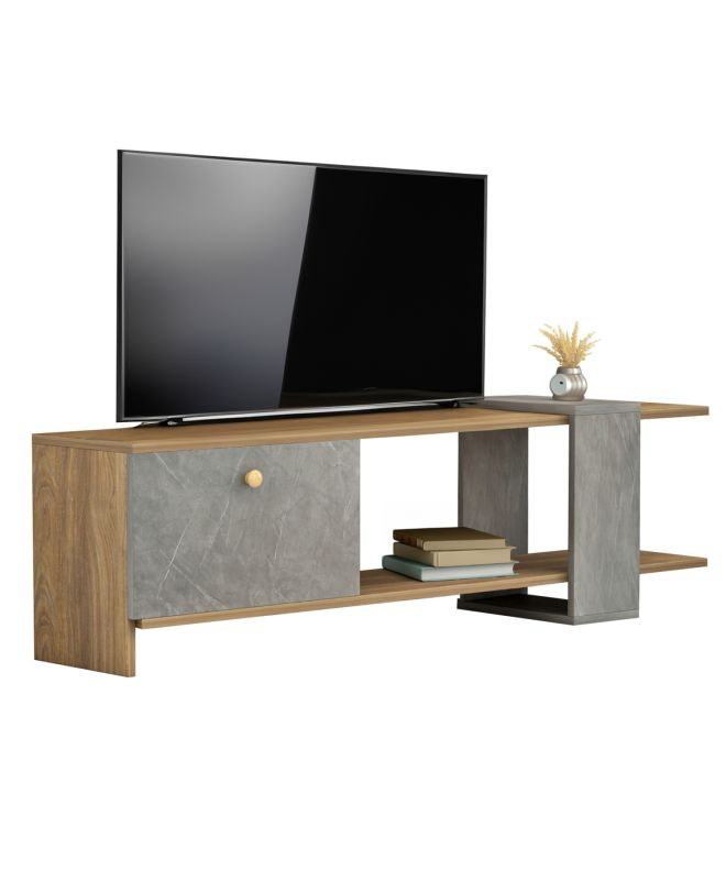 ΕΠΙΠΛΟ ΤΗΛΕΟΡΑΣΗΣ HENRIETTE HM8900.13 ΜΕΛΑΜΙΝΗ ΦΥΣΙΚΟ-STONE TEXTURE 120x25x37Υεκ.