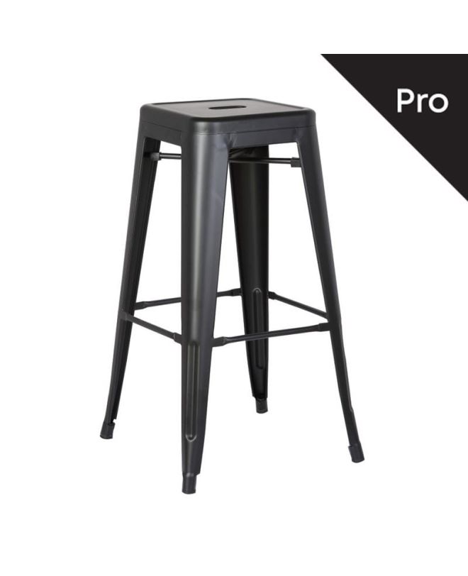 RELIX Σκαμπό Bar-Pro, Στοιβαζόμενο, Μέταλλο Βαφή Μαύρο Matte
