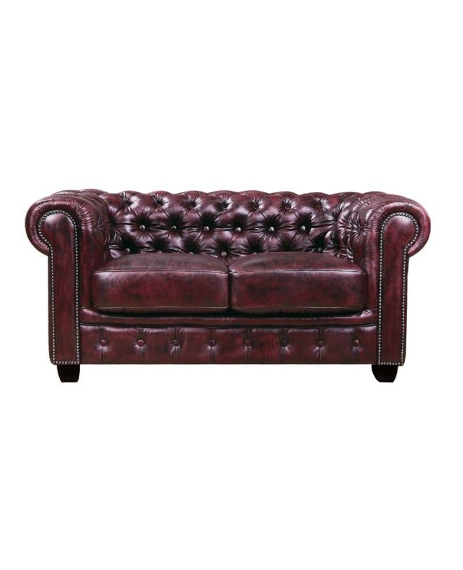 CHESTERFIELD Birmingham Καναπές 2Θέσιος Σαλονιού Καθιστικού, Δέρμα Antique Red