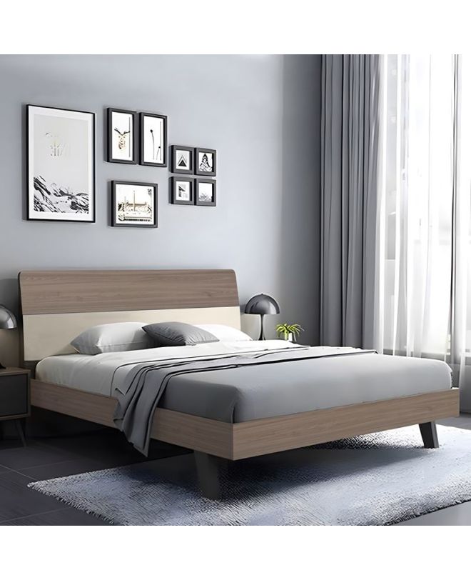 VANITY Κρεβάτι Διπλό, για Στρώμα 160x200cm, Απόχρωση Sonoma Oak-Cream