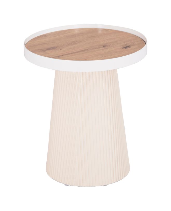 ΤΡΑΠΕΖΑΚΙ ΒΟΗΘΗΤΙΚΟ DENTON HM18023.02 MDF TOP ΦΥΣΙΚΟ ΞΥΛΟΥ-ΒΑΣΗ ΛΕΥΚΗ Φ45x51,5Υεκ.