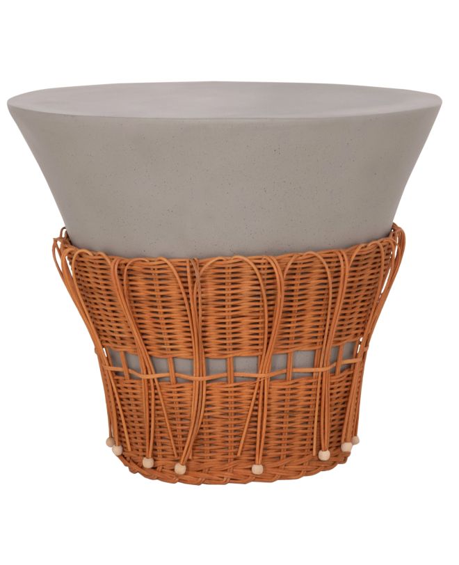 ΤΡΑΠΕΖΙ ΣΑΛΟΝΙΟΥ PERRAL HM18164.03L FIBER CEMENT ΓΚΡΙ-ΦΥΣΙΚΟ RATTAN--Φ55x45Υεκ