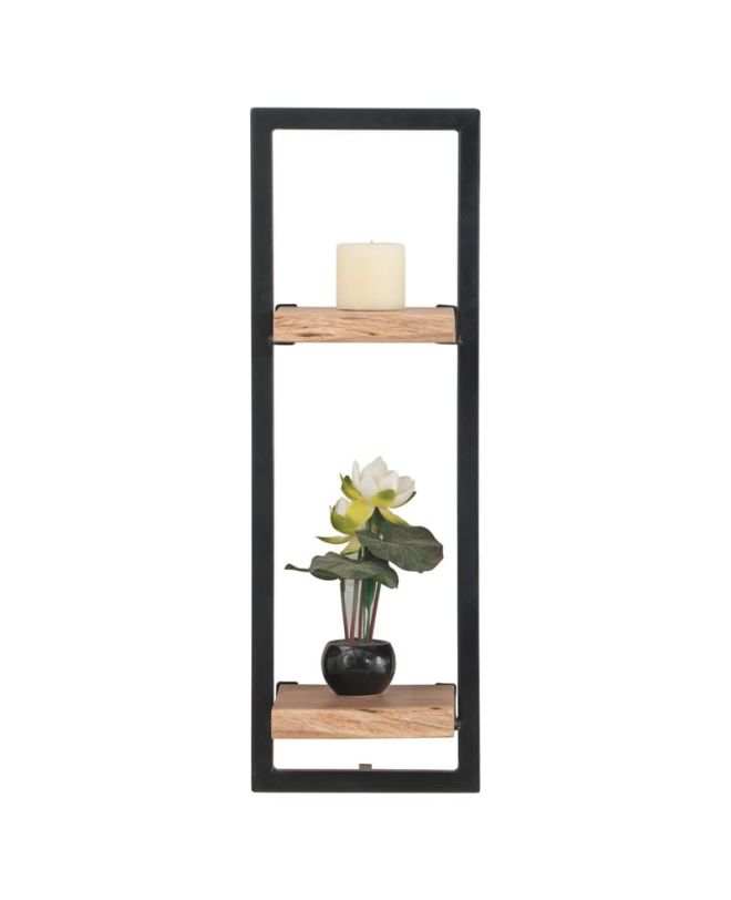 LIZARD Frame Ράφι Μέταλλο Βαφή Μαύρο, Ξύλο Ακακία Φυσικό