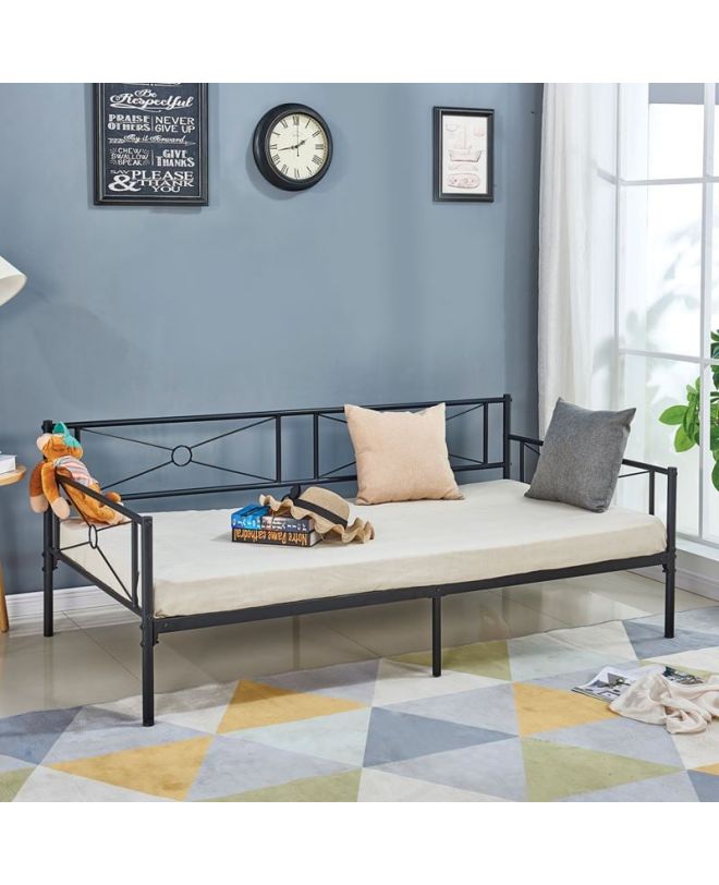 QUEEN Daybed Κρεβάτι Μέταλλο Βαφή Μαύρο