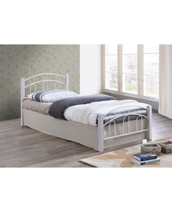 NORTON Κρεβάτι Διπλό, για Στρώμα 140x190cm, Μέταλλο Βαφή Άσπρο, Ξύλο Άσπρο