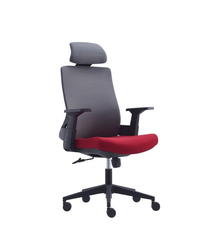 BF8900 Πολυθρόνα Γραφείου Διευθυντή, Mesh Γκρι, Ύφασμα Μπορντώ