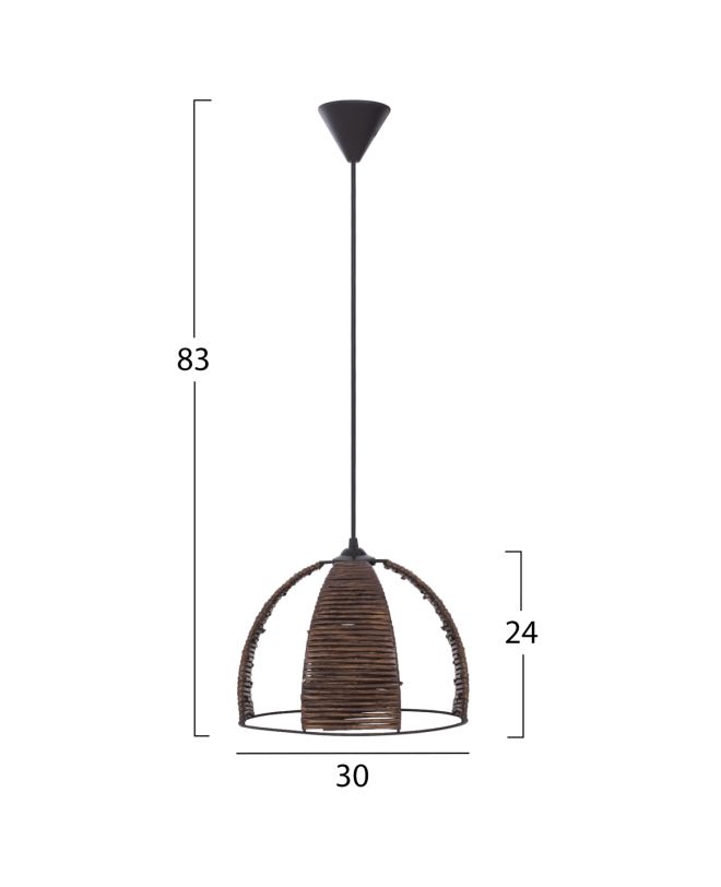 ΦΩΤΙΣΤΙΚΟ ΟΡΟΦΗΣ ΜΕΤΑΛΛΙΚΟ ΚΑΠΕΛΟ ΜΕ ΞΥΛΙΝΕΣ ΚΑΘΕΤΕΣ ΛΩΡΙΔΕΣ Φ30x83Yεκ.HM7703.01