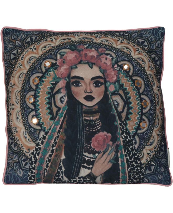Μαξιλάρι Γυναίκα Πολύχρωμο Βαμβακερό 45x45cm