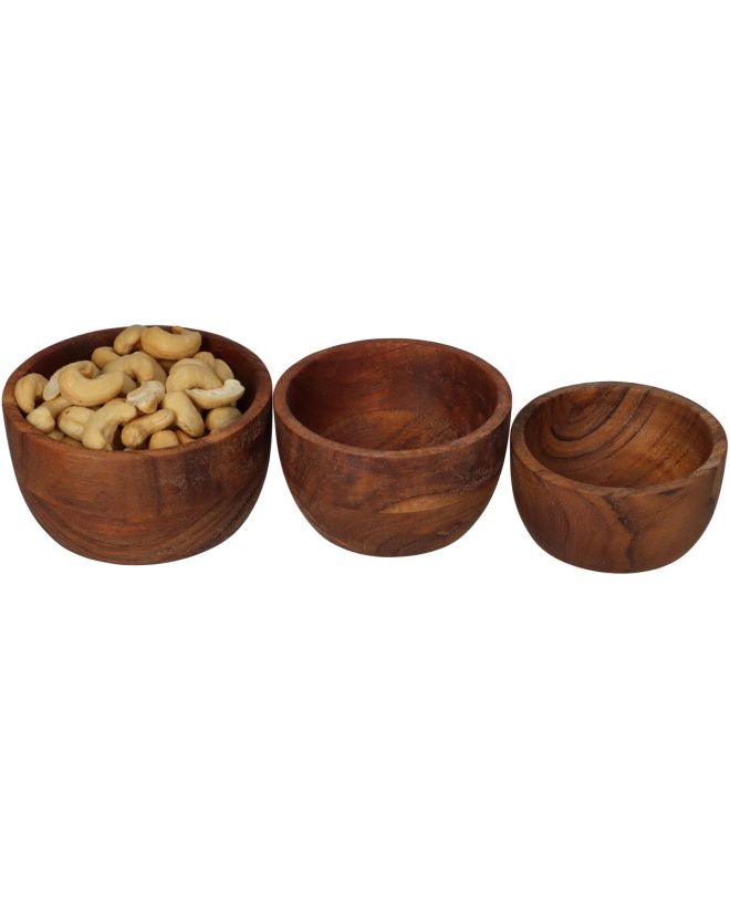 Μπολ ArteLibre Καφέ Ξύλο 11.4x11.4x6.5cm Σετ 3Τμχ