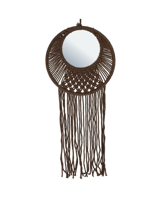 Καθρέπτης Μακραμέ Καφέ Βαμβακερό 25x1.5x60cm