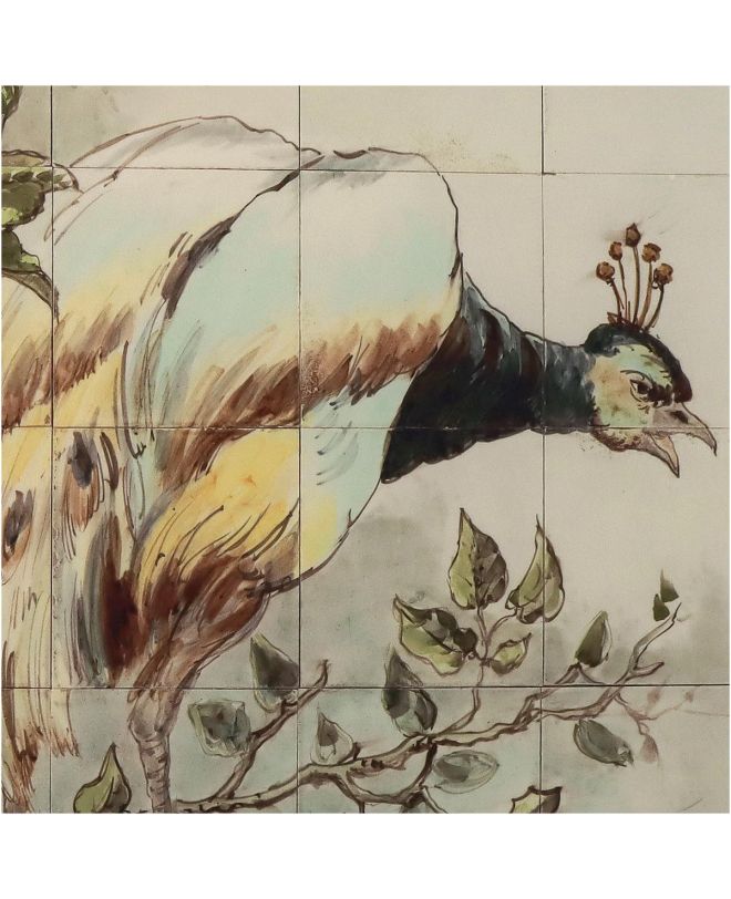 Διακοσμητικό Τοίχου Κρεμαστό Παγώνι Μπλε Βελούδο 140x170cm