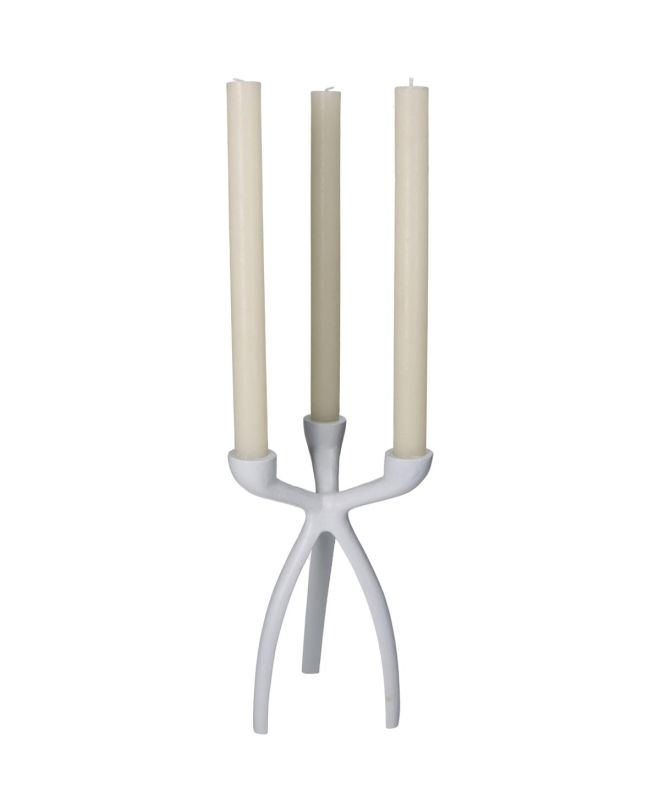 Κηροπήγιο Λευκό Αλουμίνιο 14x14x23cm