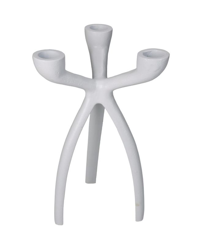 Κηροπήγιο Λευκό Αλουμίνιο 14x14x23cm