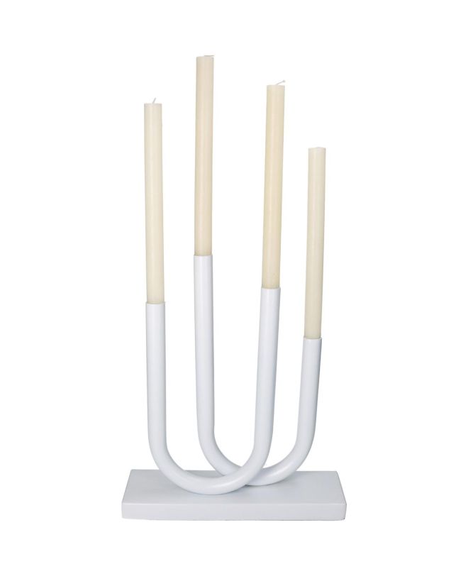 Κηροπήγιο Λευκό Μέταλλο 30.5x9x35.5cm